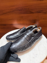 Gucci Guccissima Embossed Leather Penny Driving Loafers