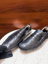 Gucci Guccissima Embossed Leather Penny Driving Loafers