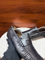 Gucci Guccissima Embossed Leather Penny Driving Loafers