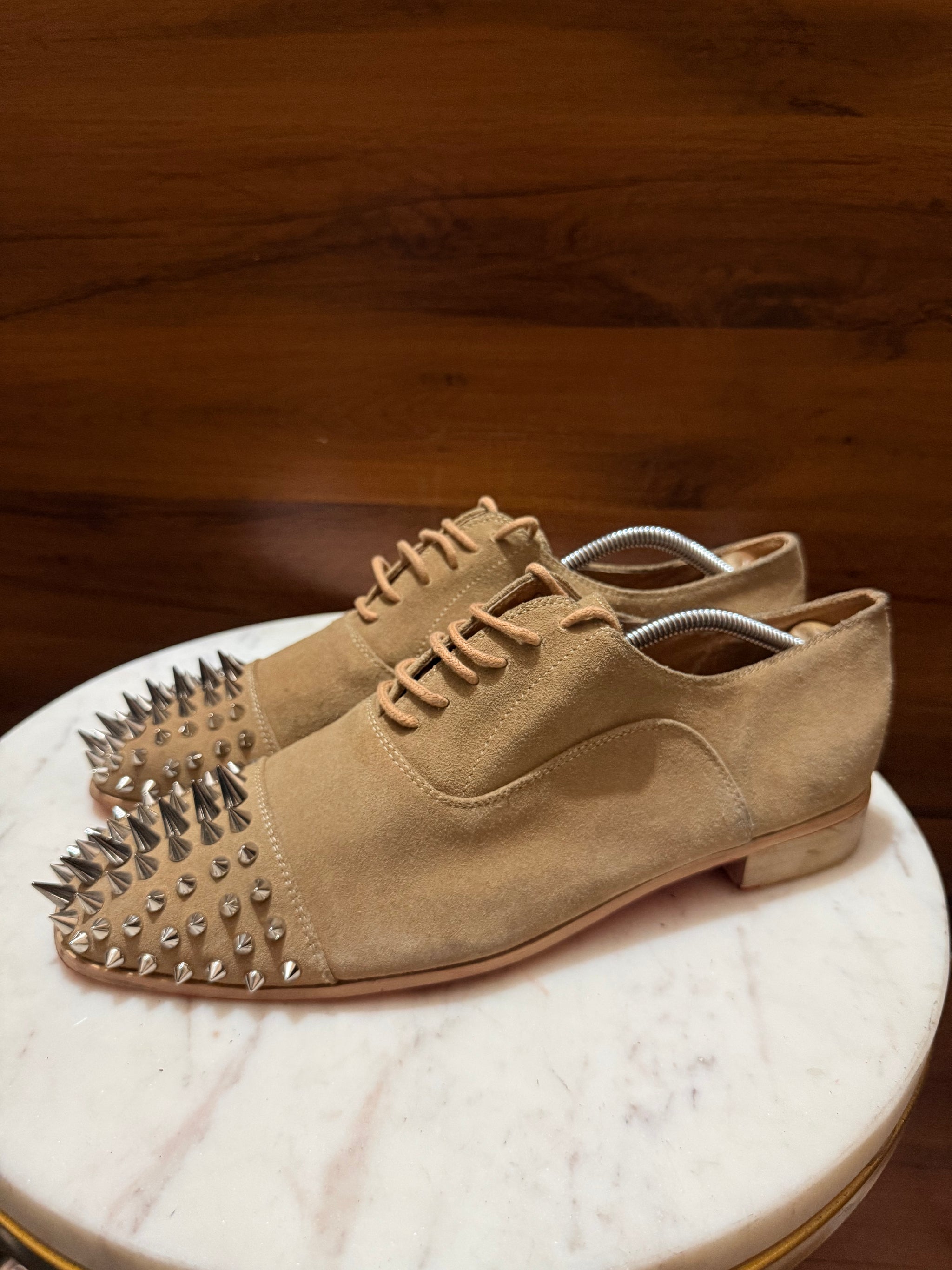 Christian Louboutin Spiky Cap Toe Suede Oxfords