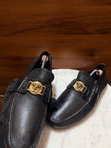 Versace Medusa Plaque Leather Loafers