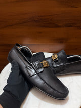 Versace Medusa Plaque Leather Loafers