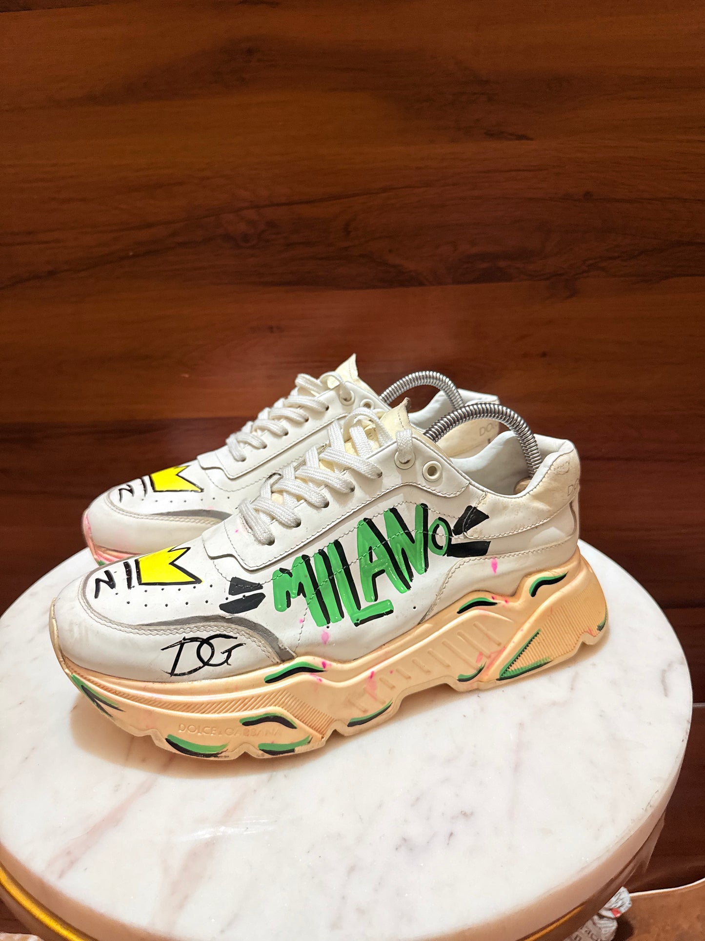 Dolce & Gabbana Super King Graffiti Leather Sneakers