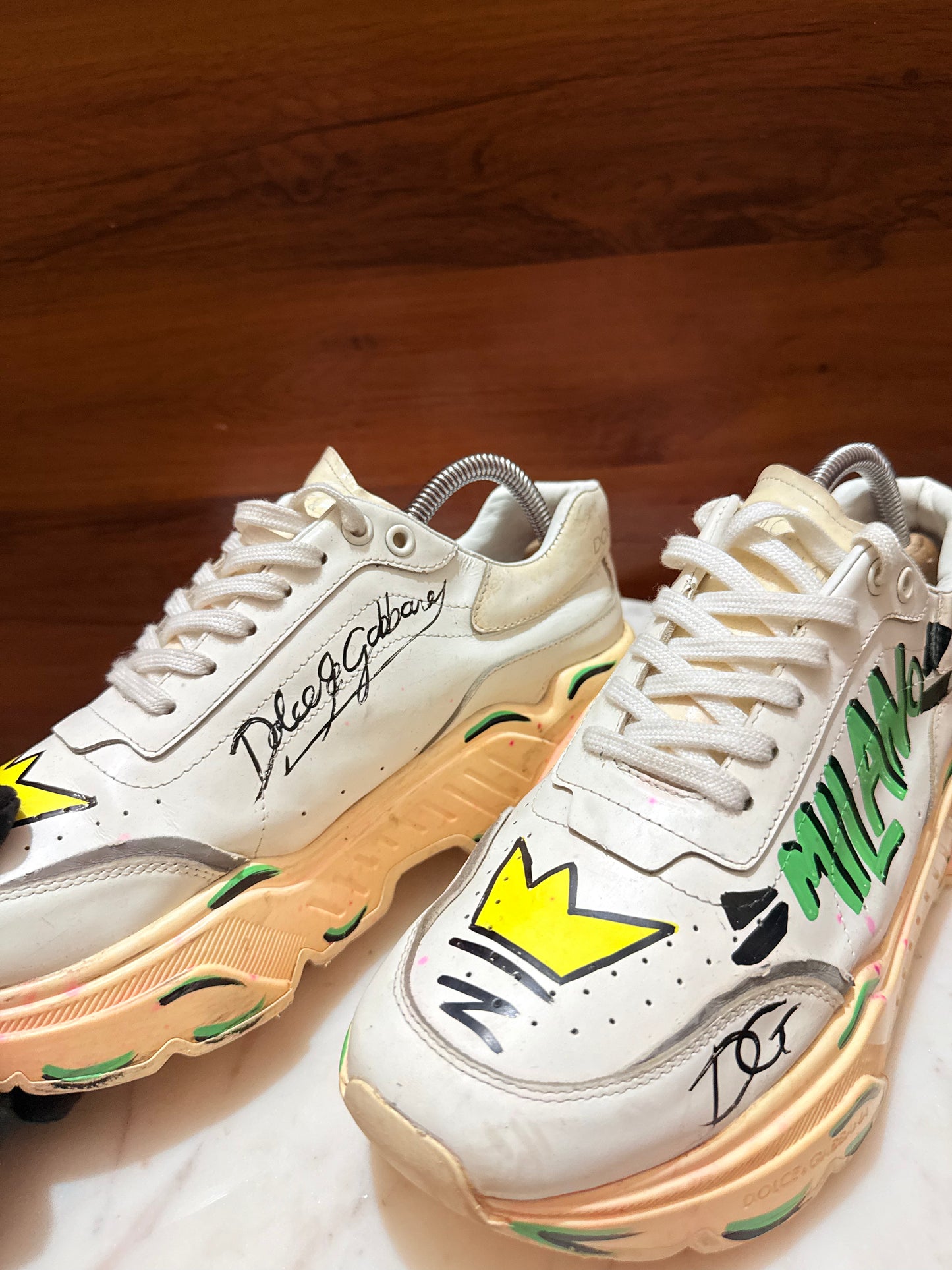 Dolce & Gabbana Super King Graffiti Leather Sneakers