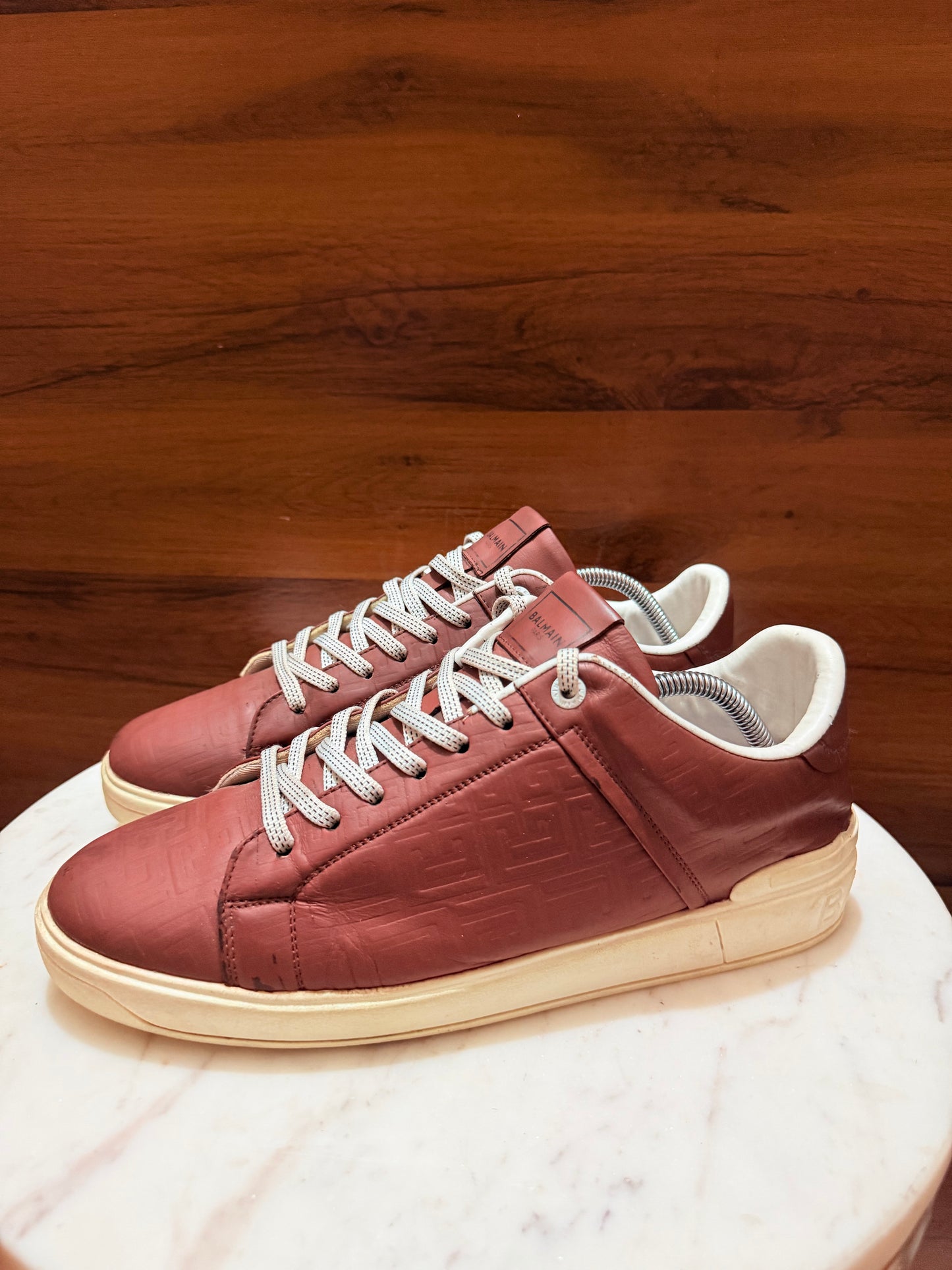 Balmain B-Court Monogram Leather Sneakers