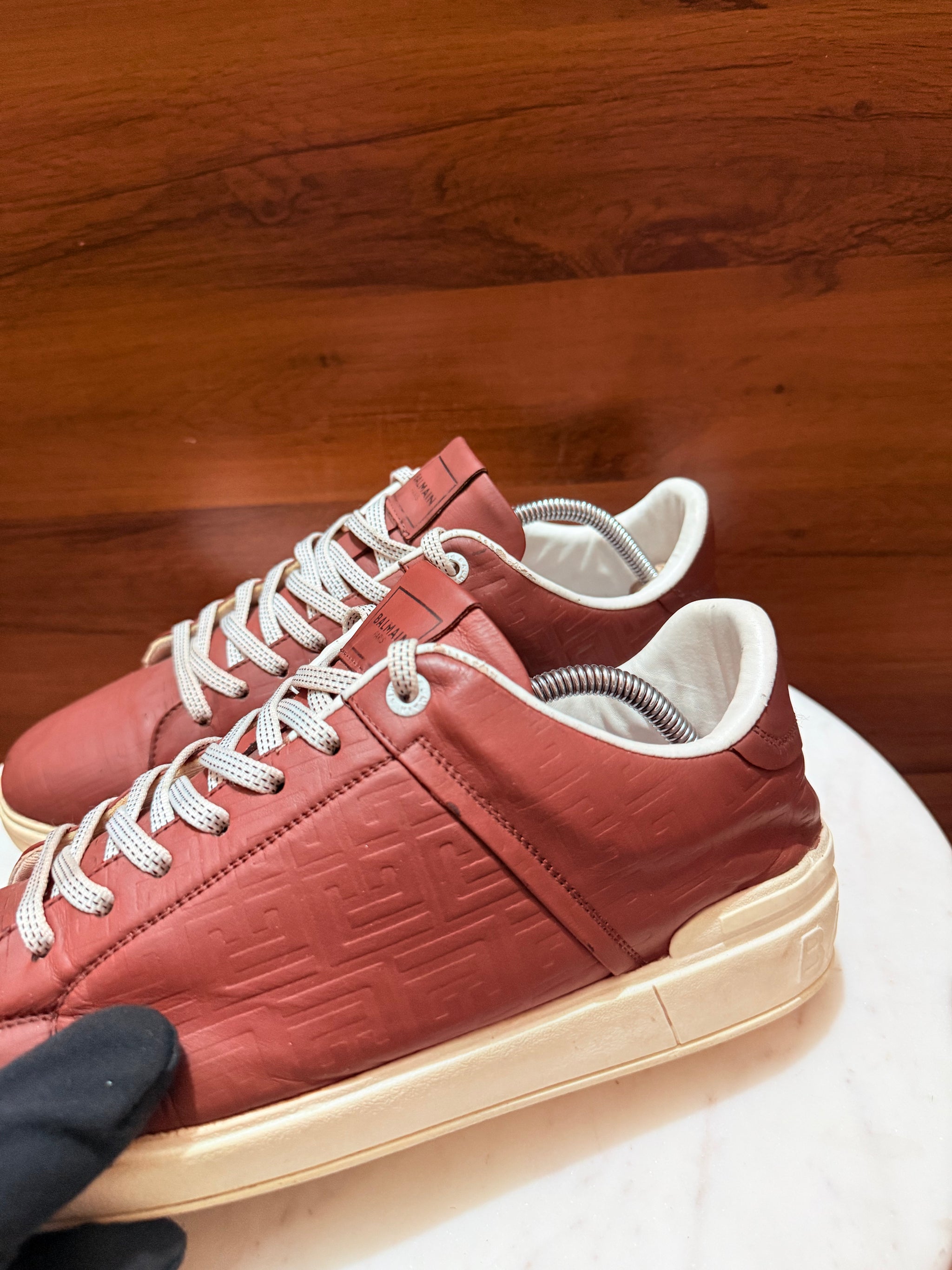 Balmain B-Court Monogram Leather Sneakers