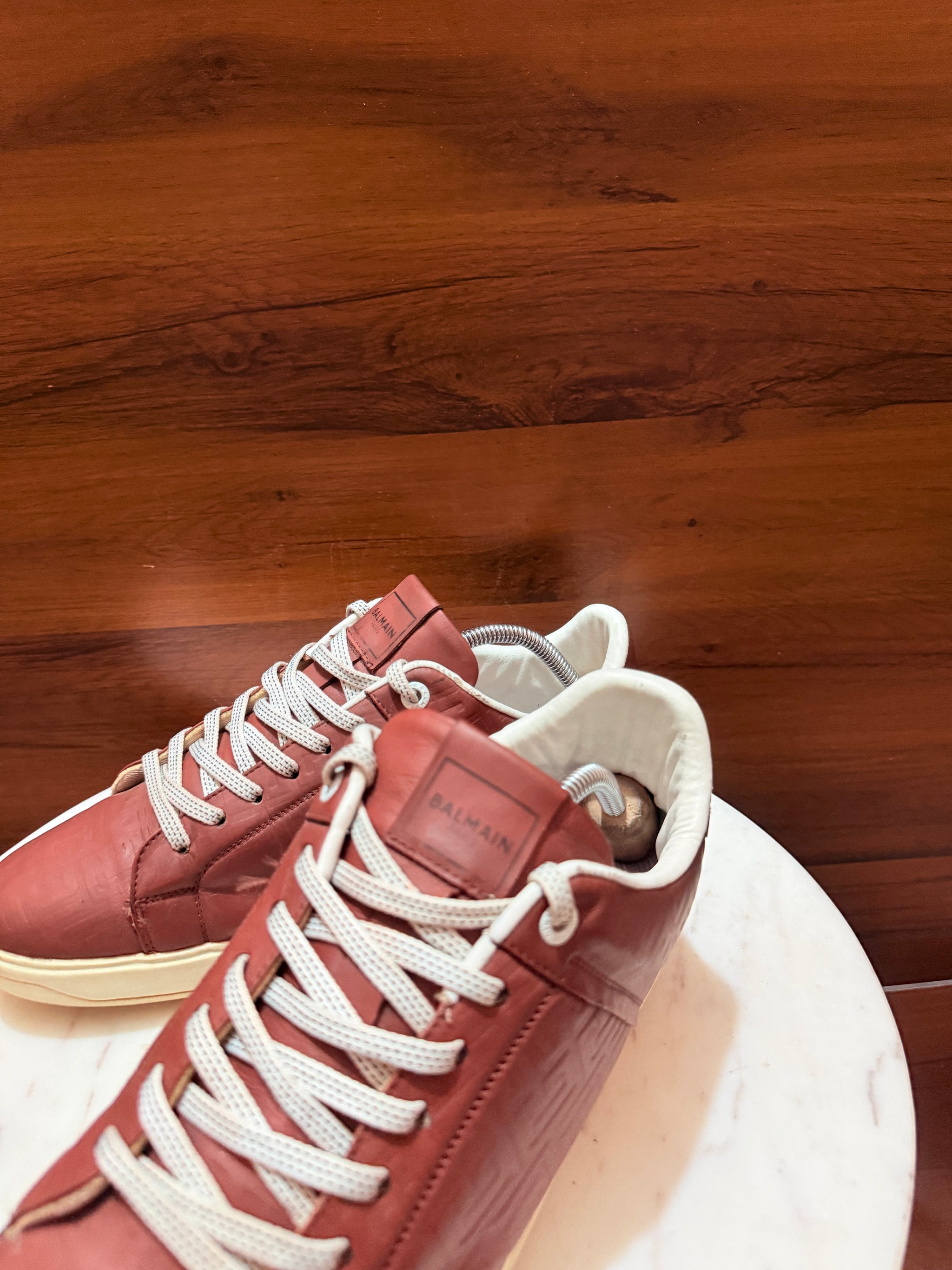 Balmain B-Court Monogram Leather Sneakers