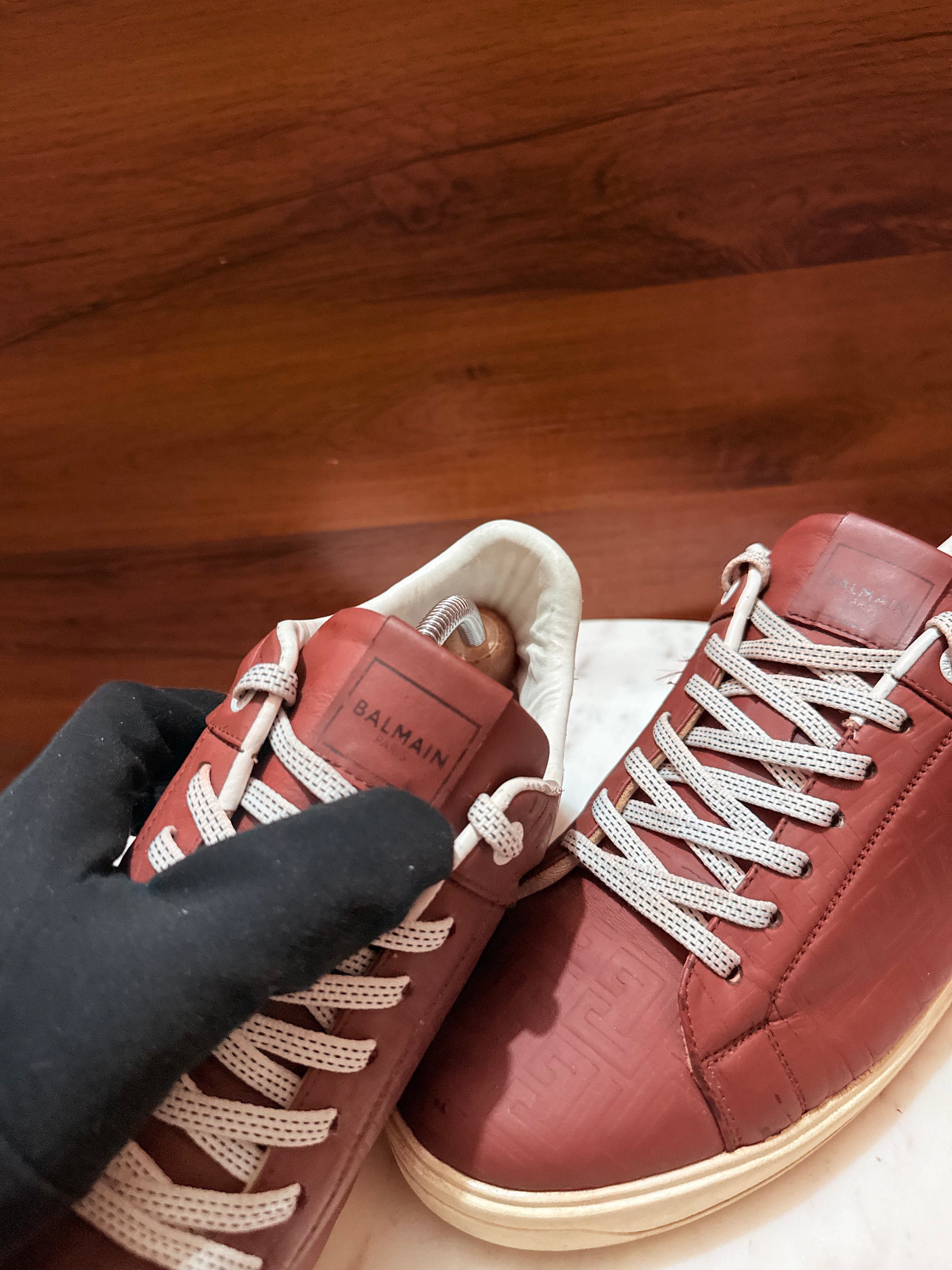 Balmain B-Court Monogram Leather Sneakers