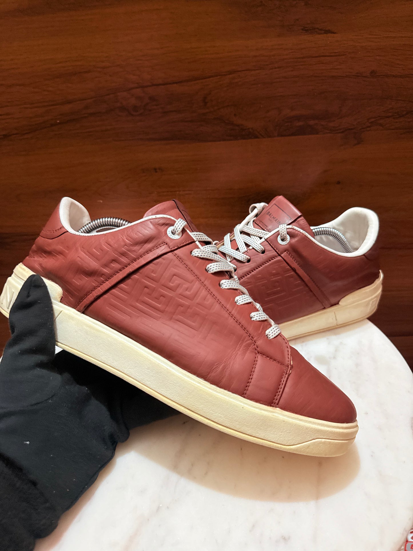 Balmain B-Court Monogram Leather Sneakers
