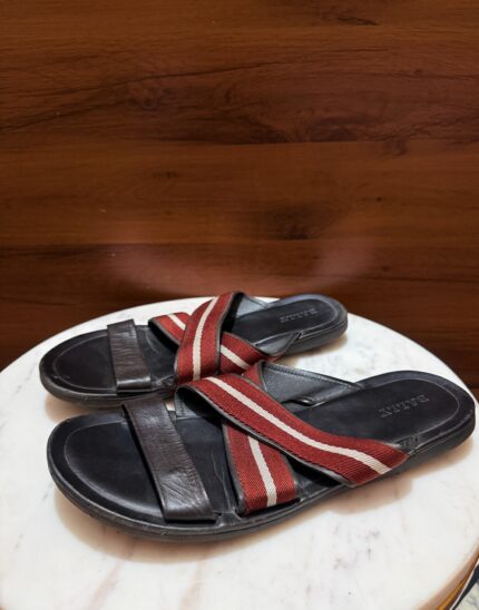 Bally – Leather Crossover Bally Stripe Sandals