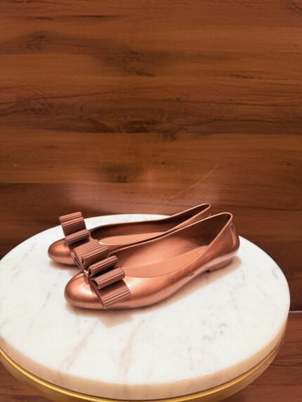 Melissa – Sweet Love Triple Bow Jelly Ballet Flats "Metallic