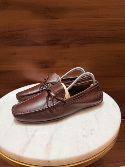 Rosso Brunello – Smooth Leather Tie-Detail Driving Shoes
