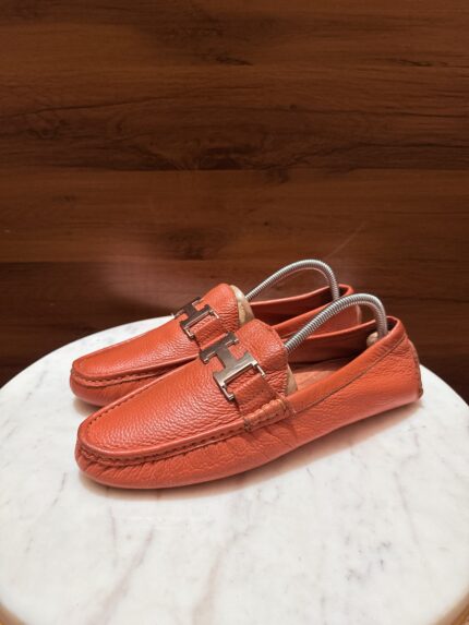 Hermes – Grained Leather H-Buckle Driving Shoes