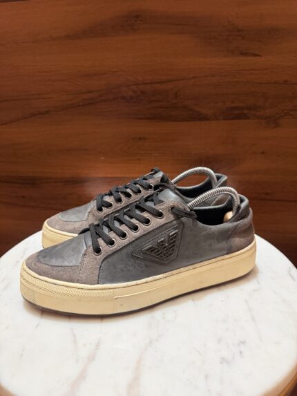 Emporio Armani – Eagle Logo Leather & Suede Low-Top Sneakers