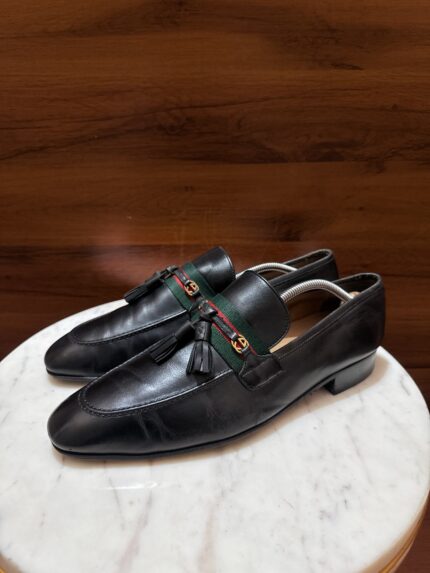 Gucci – Web Detail Tassel Leather Loafers