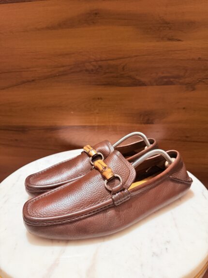 Gucci – Handcrafted Bamboo Bit Grained Leather Driving Moccasins